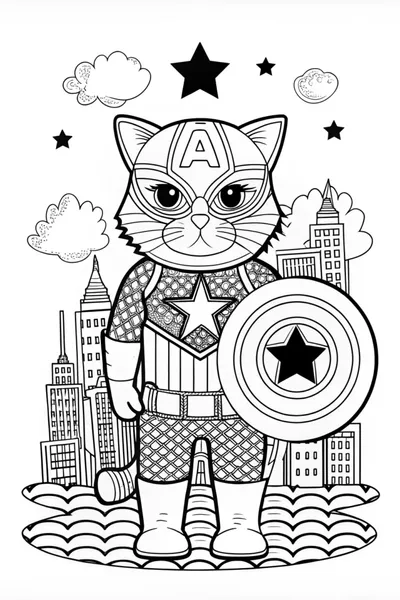 Captain Cat in the City Coloring Adventure