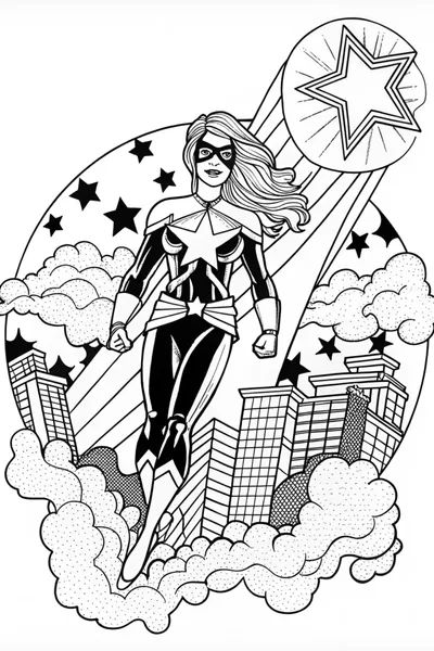 Captain Marvel: Galactic Defender Coloring Page