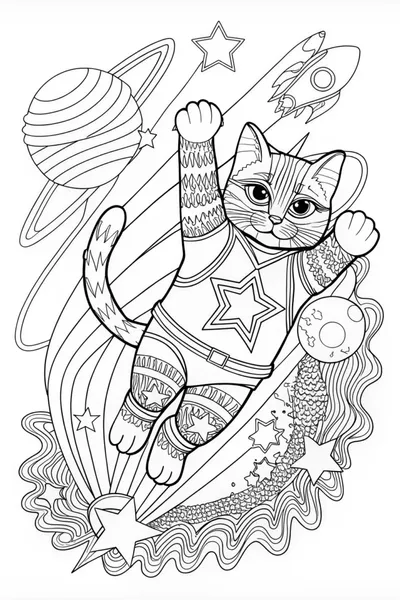 Superhero Cat Marvel Coloring Page