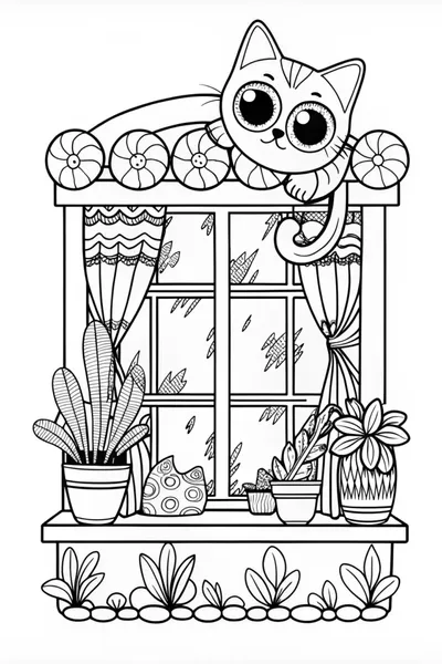 Majestic Cat Portrait Coloring Page