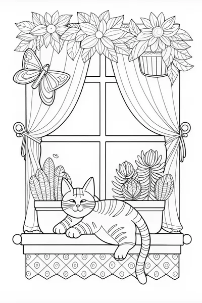 Kitty’s Serene Pose Coloring Page