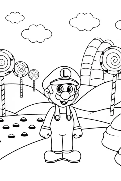 Luigi in a candy wonderland