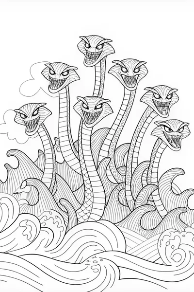 Chaotic Hydra’s Wrath Coloring Page