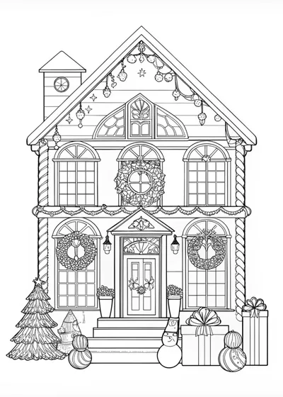 Winter Wonderland House Coloring Page