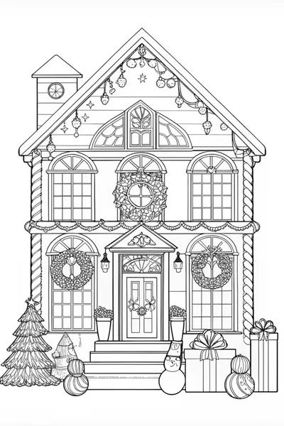 Winter Wonderland House Coloring Page