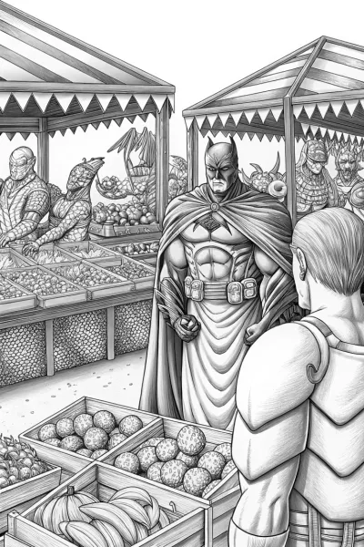 Batman at the alien market