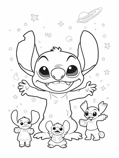 Stitch in a cosmic celebration