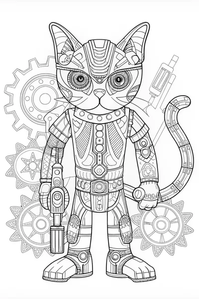 Cyber Cat in a Futuristic Landscape