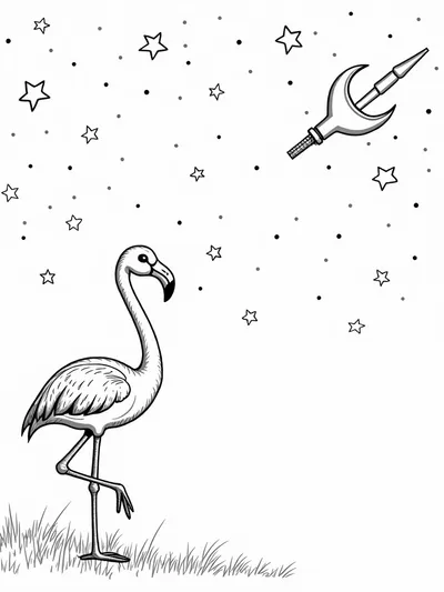 Flamingo astronomer discovering stars
