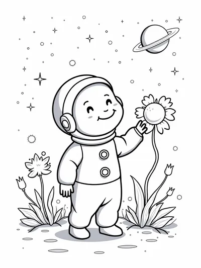 Baby exploring a space garden