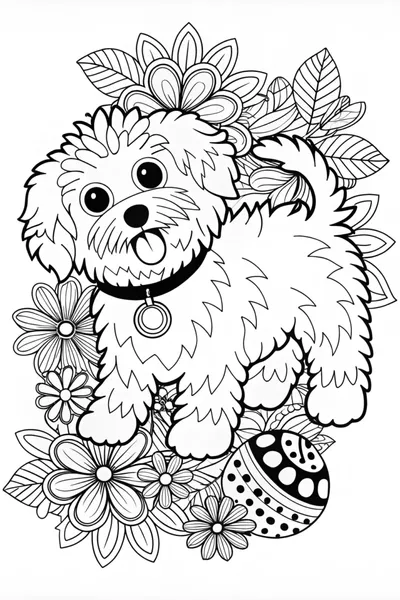 Fluffy the Adorable Puppy Coloring Page