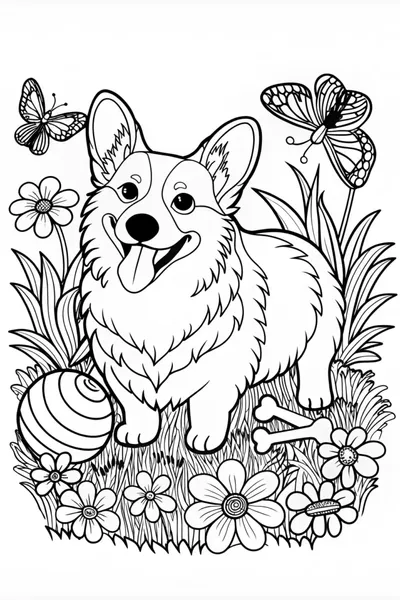 Smiling Corgi in the Garden