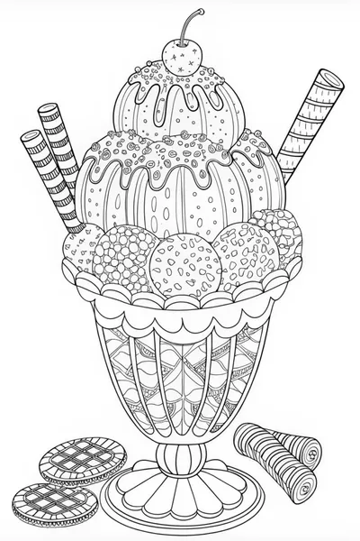 Delicious Ice Cream Sundae Coloring Page