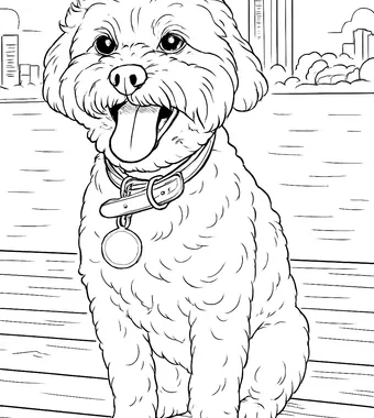 The dog converted into black and white coloring page line art