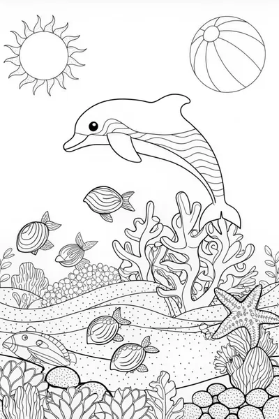 Jumping Dolphin Over Waves Coloring Page