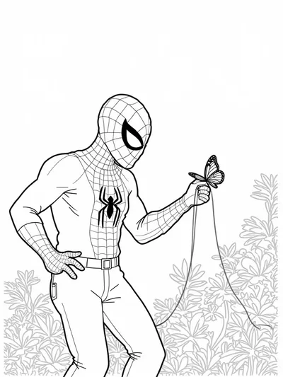 Spider-Man rescuing a butterfly