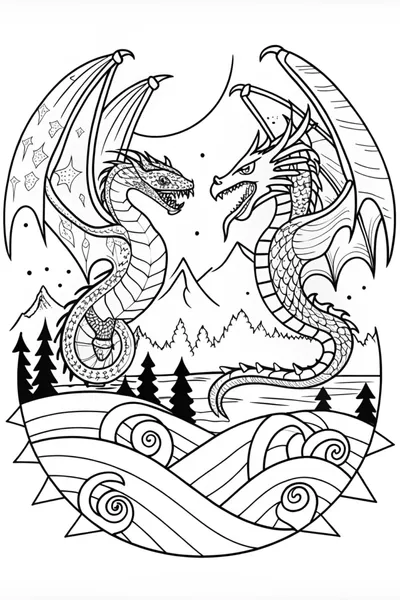 Terrifying Dragon on the Hunt Coloring Page