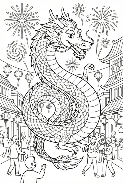 Dragon Festival Celebration Coloring Page