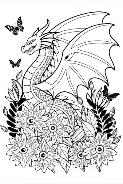 Dragon in a beautiful garden