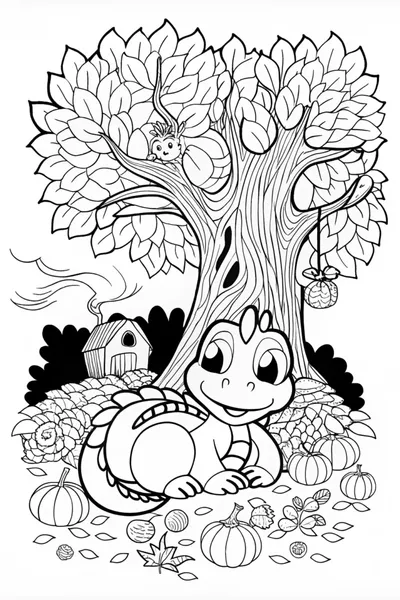 Forest Dragon’s Lair Coloring Page