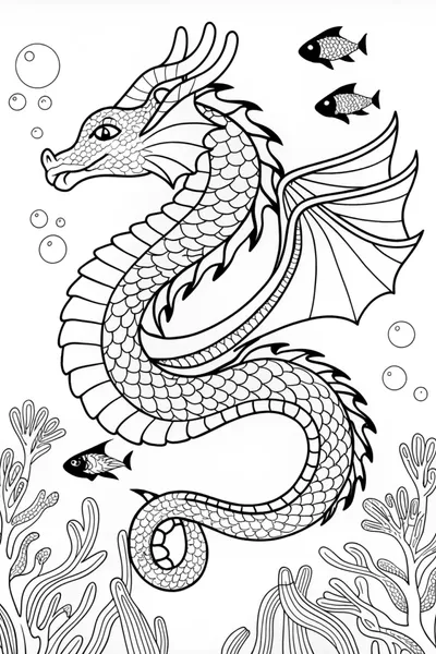 Majestic Sea Serpent Coloring Page