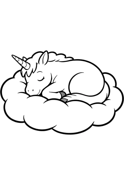 Dreamy Unicorn Cloud Coloring Page