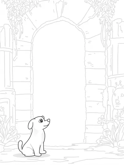 Puppy at the ancient ruins