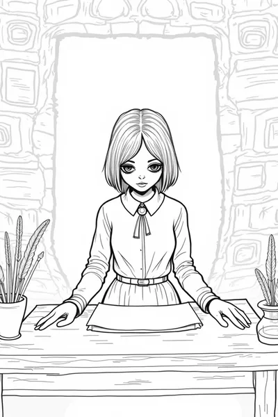 Wednesday Addams at the quill station