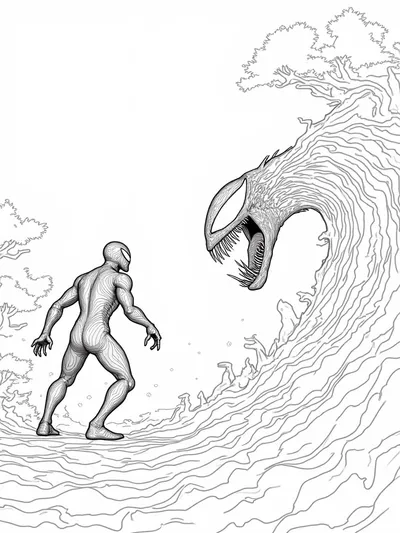 Venom facing a shadow creature