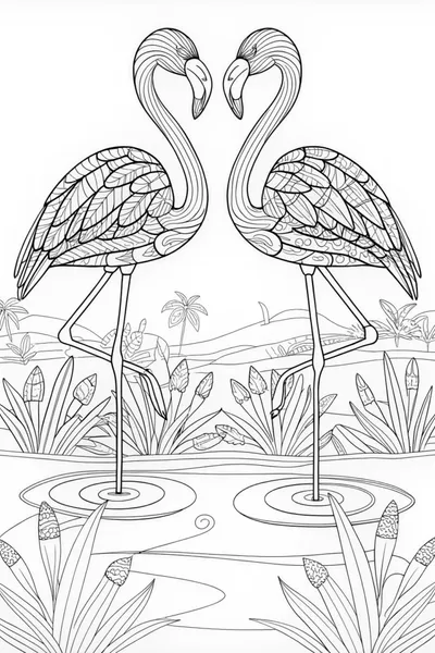 Elegant Flamingos in the Water