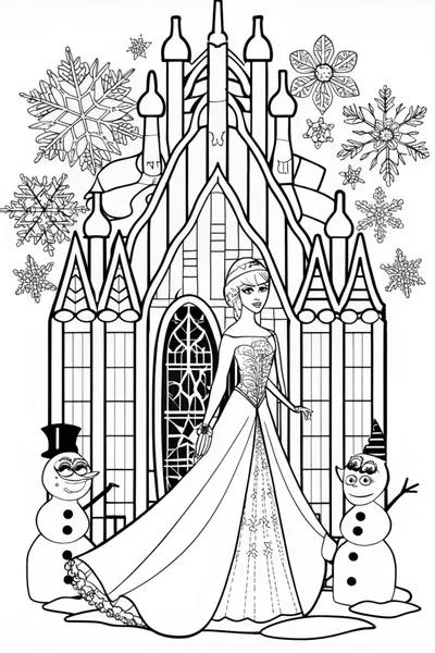 Elsa in the Castle Coloring Page