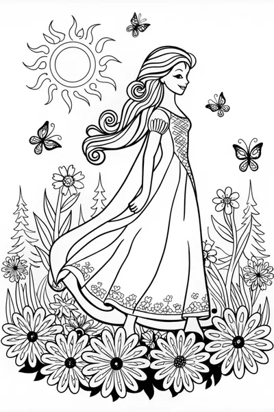 Elsa’s Elegant Portrait Coloring Page
