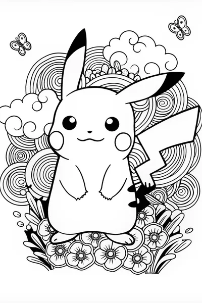 Pikachu’s Happy Dance Coloring Page
