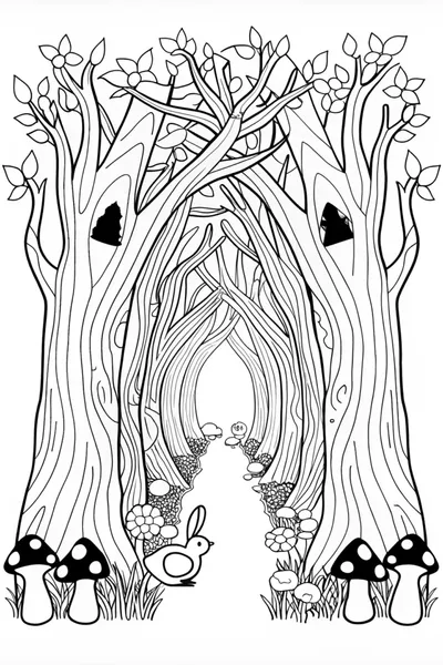 Enchanted Forest Path Coloring Page
