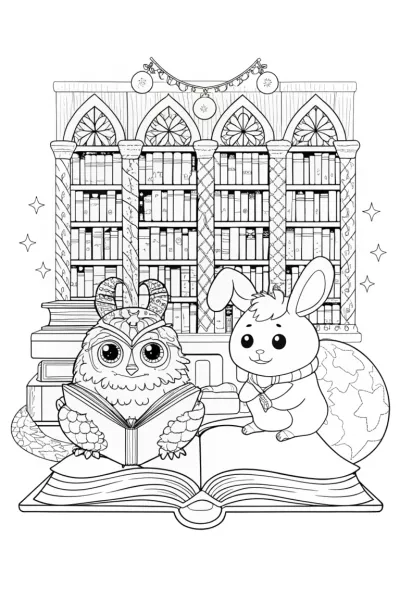 Squishmallow Scholars in the Enchanted Library