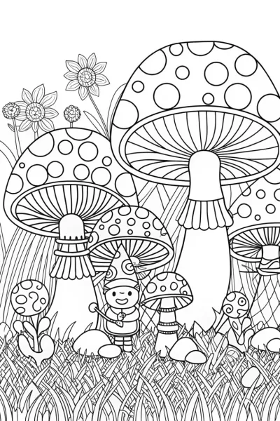 Mushroom orchestra in the meadow