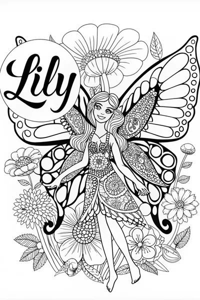 Fairy Lily and Magical Butterflies Coloring Page
