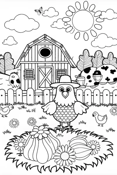 “Farmyard Scene with Henny the Hen”
