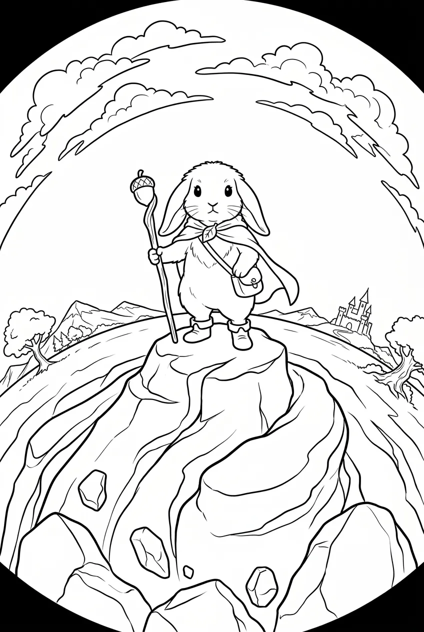 Example coloring page for the Fisheye shot prompt