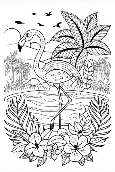 Flamingos by the Water