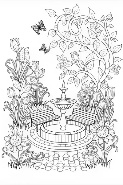 Floral Fantasy: Intricate Garden Coloring Page