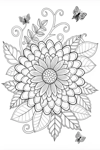 Dazzling Flower Blossom Coloring Page