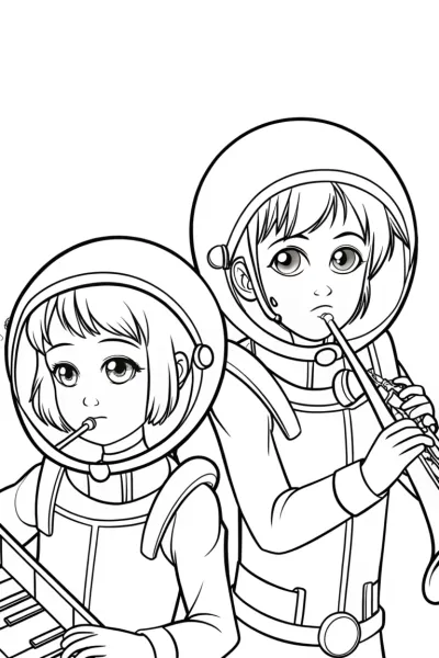 Anime astronauts crafting instruments