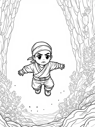 Ninja exploring an underwater temple