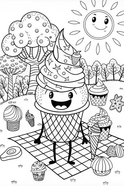 Delicious Ice Cream Cup Coloring Page