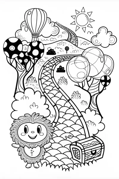 Fuzzy’s Rainbow Adventure Coloring Page