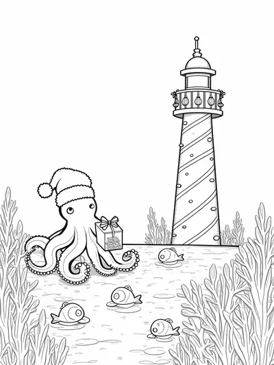 Ollie the octopus at the lighthouse