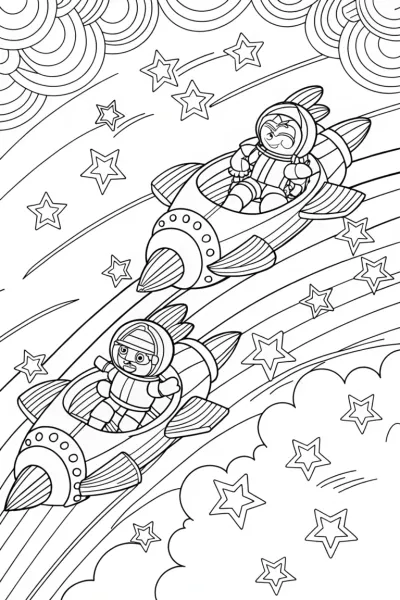Star characters racing in the sky