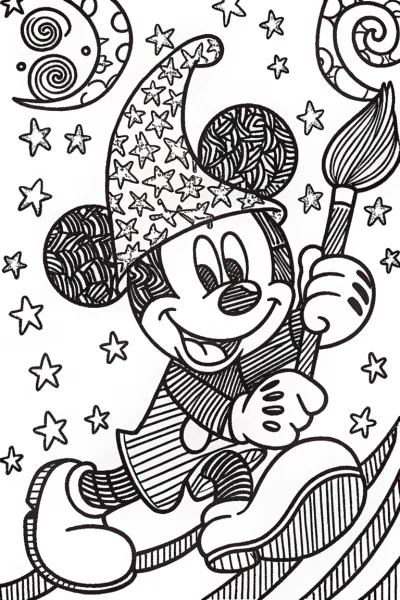 Mickey Mouse’s Starry Art Extravaganza Coloring Page
