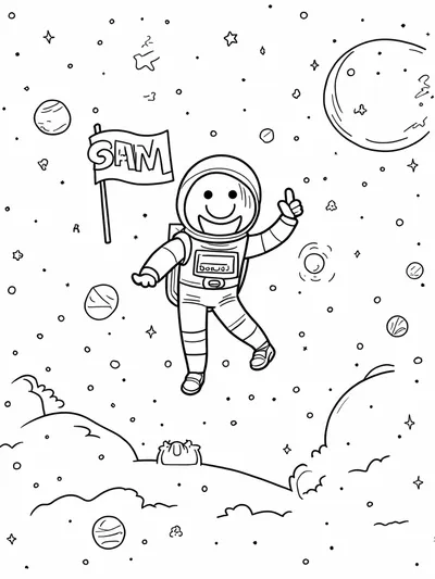 Sam floating in space